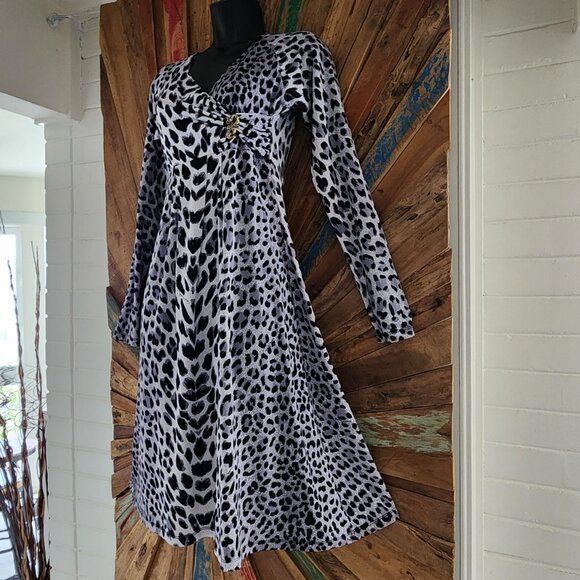 Roberto Cavalli animal print silk jersey cheetah midi A-line Dress Sz S - Picture 1 of 10